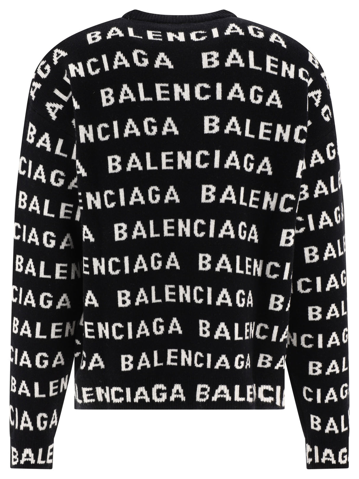 BALENCIAGA メンズロゴ総柄ニットクルーネックセーター