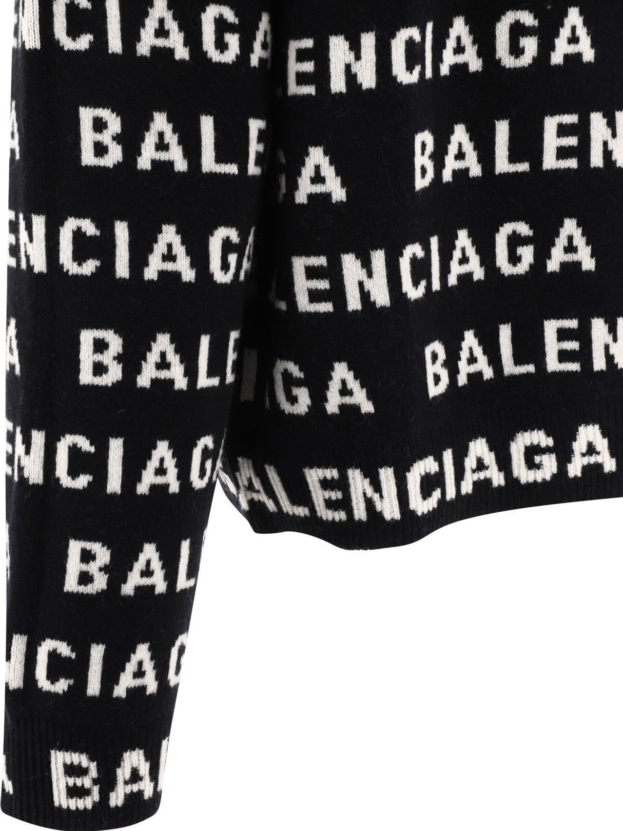 BALENCIAGA メンズロゴ総柄ニットクルーネックセーター