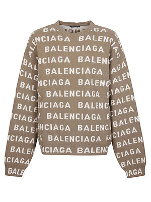 BALENCIAGA Allover Logo Crewneck Sweater for Men