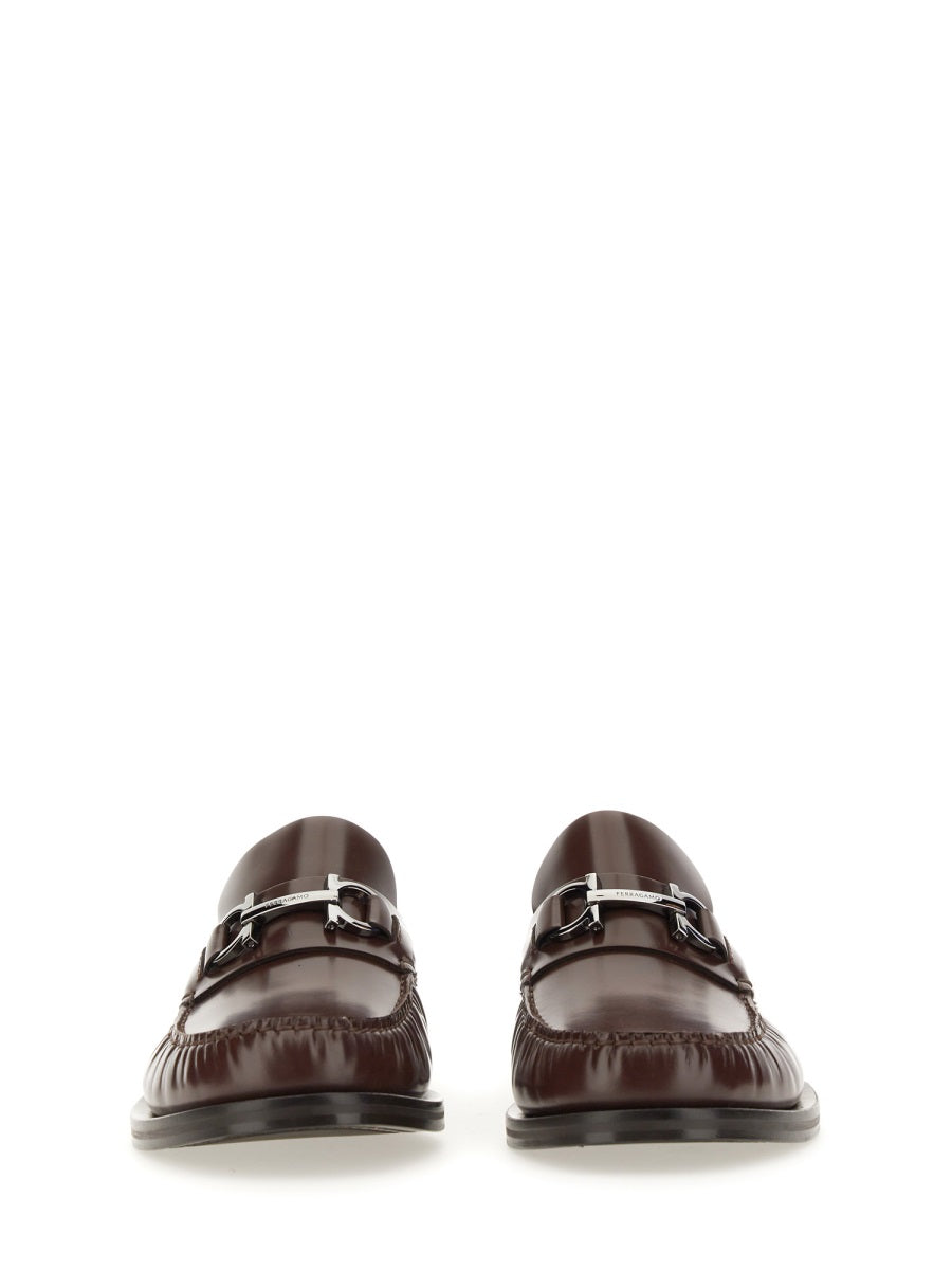 Ferragamo Men's Leather Gancini Hook Moccasins