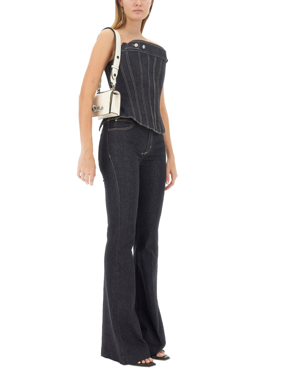 ALEXANDER MCQUEEN Slim Fit Bustier Top in Premium Cotton (Size 40 IT)