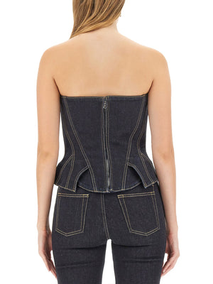 ALEXANDER MCQUEEN Slim Fit Bustier Top in Premium Cotton (Size 40 IT)