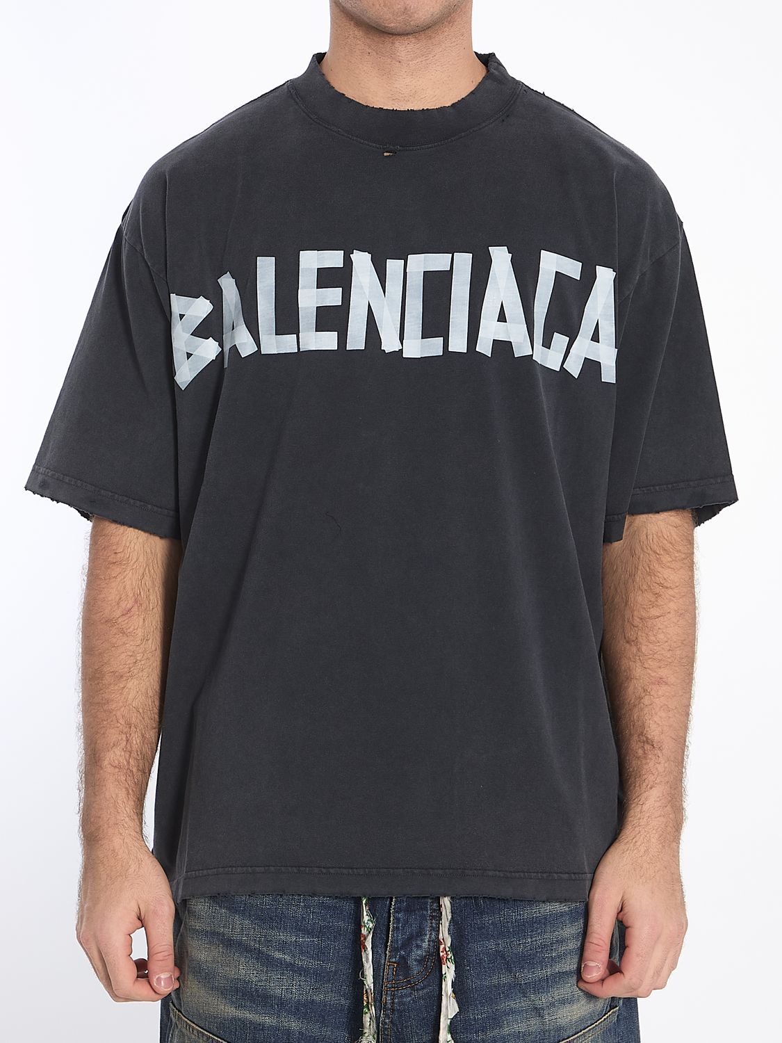 BALENCIAGA Tape Type Short-Sleeve Crewneck T-Shirt - Medium Fit