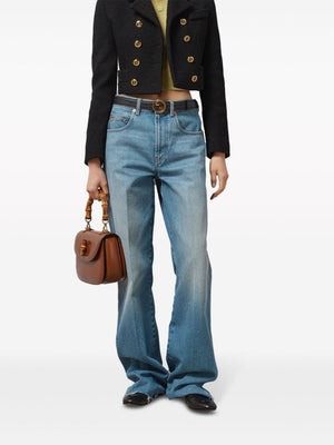 GUCCI Stonewashed Cotton Wide-Leg Jeans