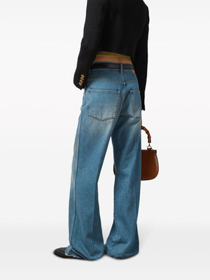 GUCCI Stonewashed Cotton Wide-Leg Jeans