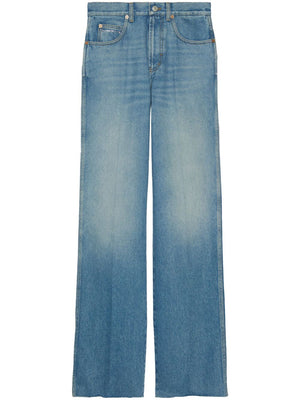 GUCCI Stonewashed Cotton Wide-Leg Jeans