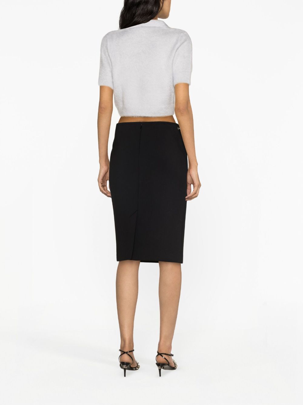 GUCCI High-Waisted Horsebit Wool Midi Skirt