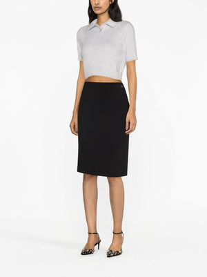 GUCCI High-Waisted Horsebit Wool Midi Skirt