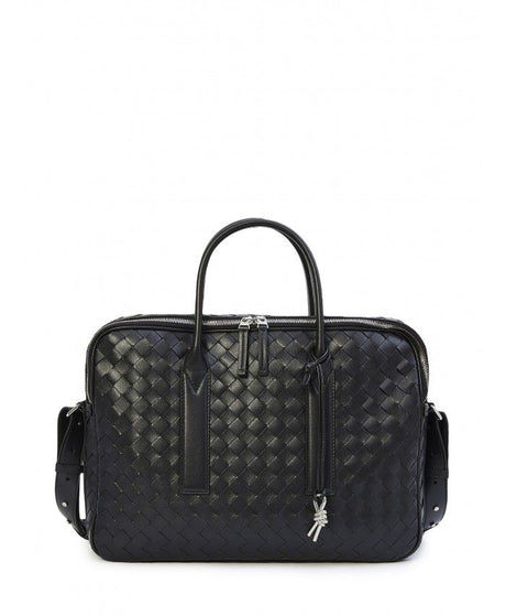 BOTTEGA VENETA Leather Handbag with Intrecciato Pattern - 40x30x8cm