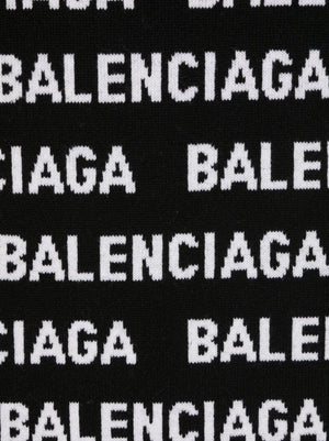 BALENCIAGA ウールブレンドのインターシア・ニットスカーフ (ブラック／ホワイト) [女性用]