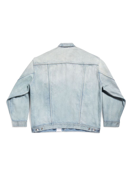 BALENCIAGA Classic Collar Washed Denim Jacket - Standard Sizing