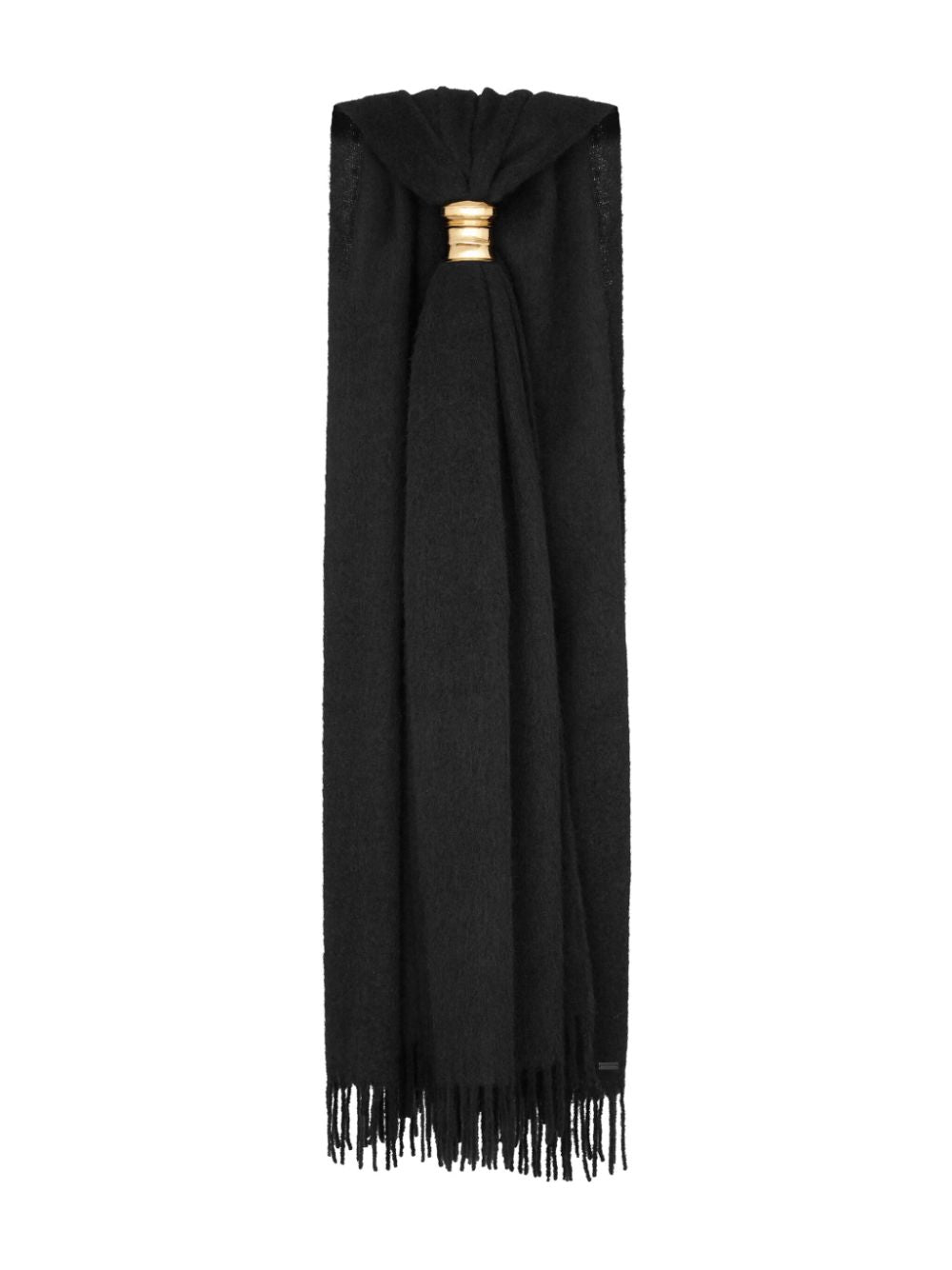 SAINT LAURENT Fringed Wool Blend Scarf