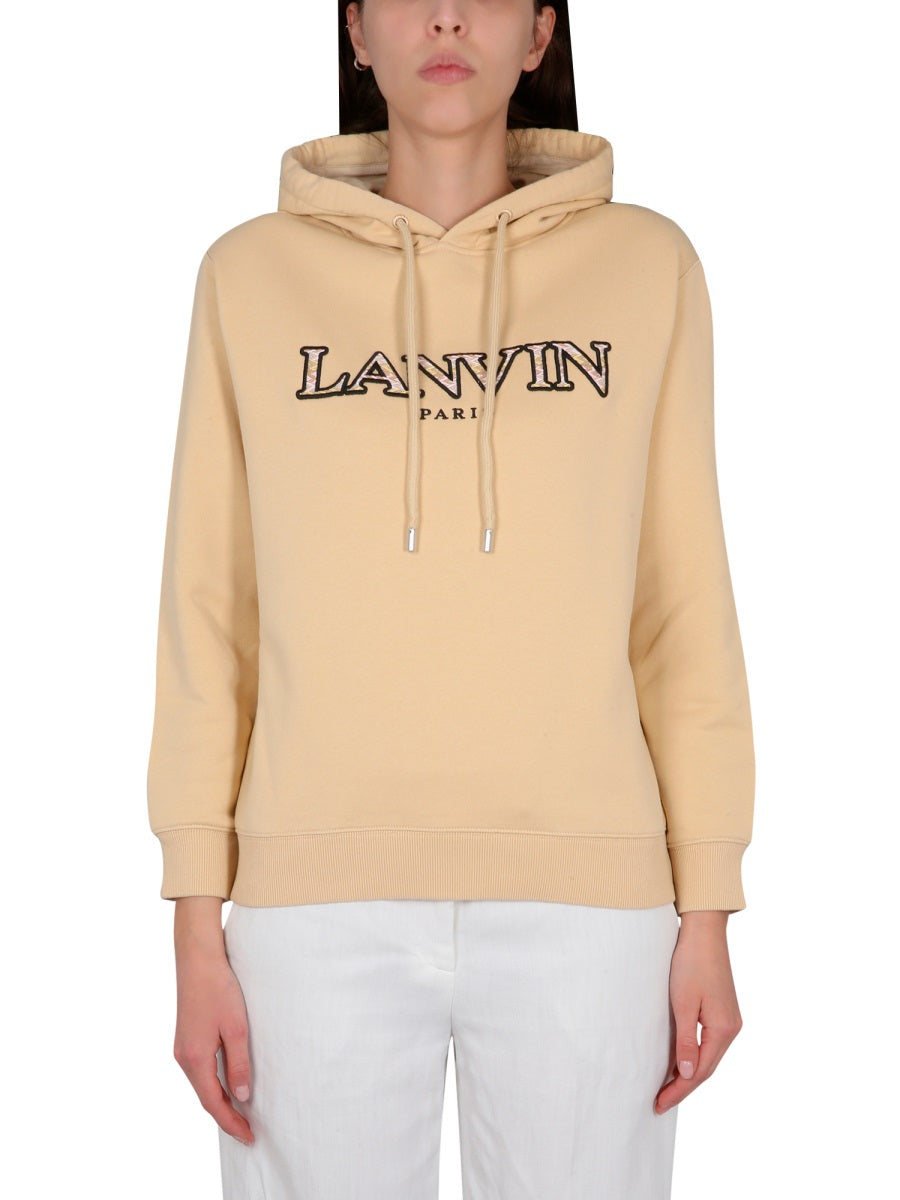 LANVIN Embroidered Logo Sweatshirt with Drawstring Hood (Women)