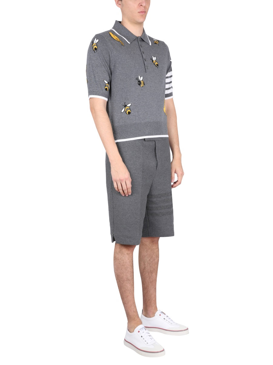 THOM BROWNE Classic Polo with Birds & Bees Print - SS23