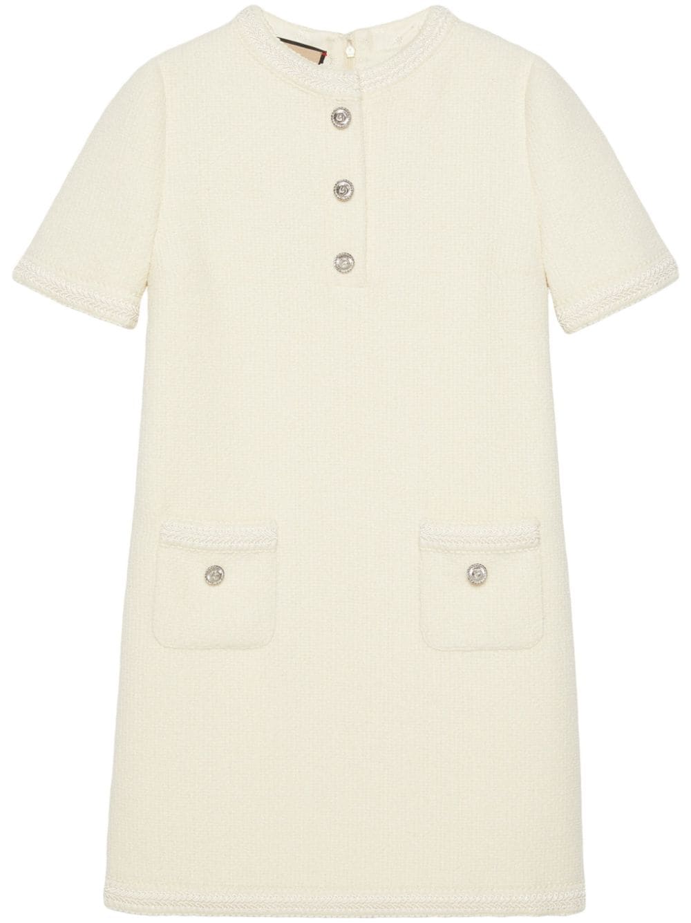 GUCCI Short Sleeve Mini Wool Tweed Dress