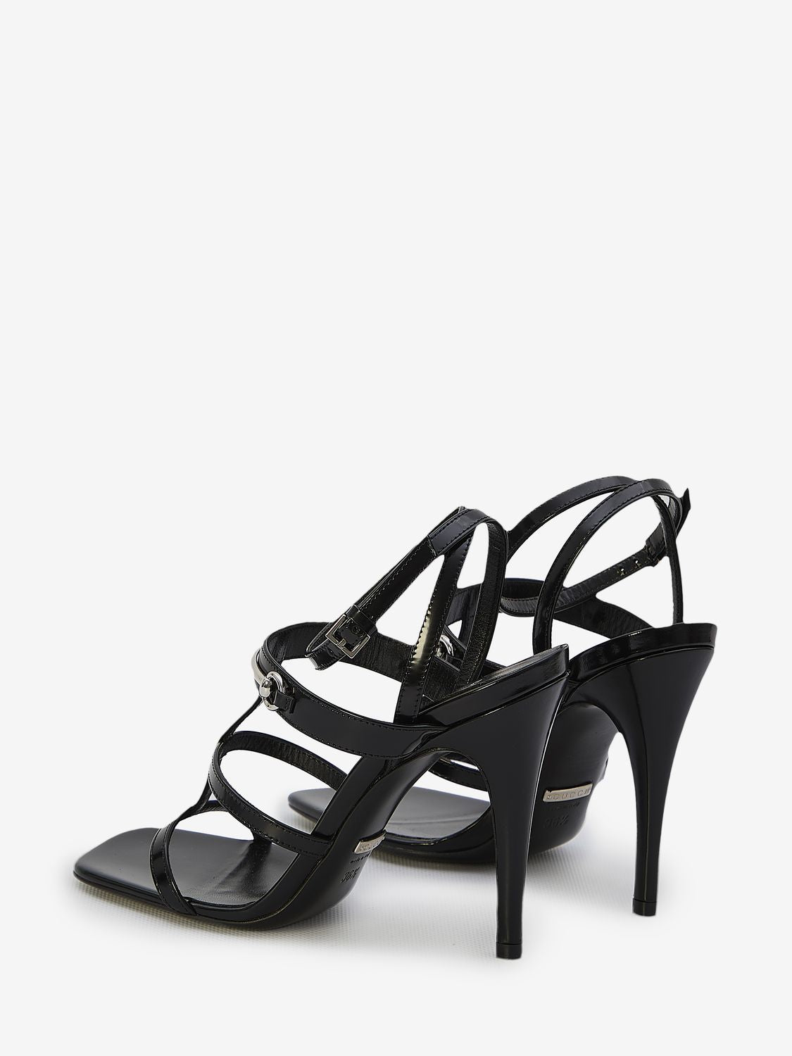 GUCCI White Leather Heeled Sandals with Horsebit Detail