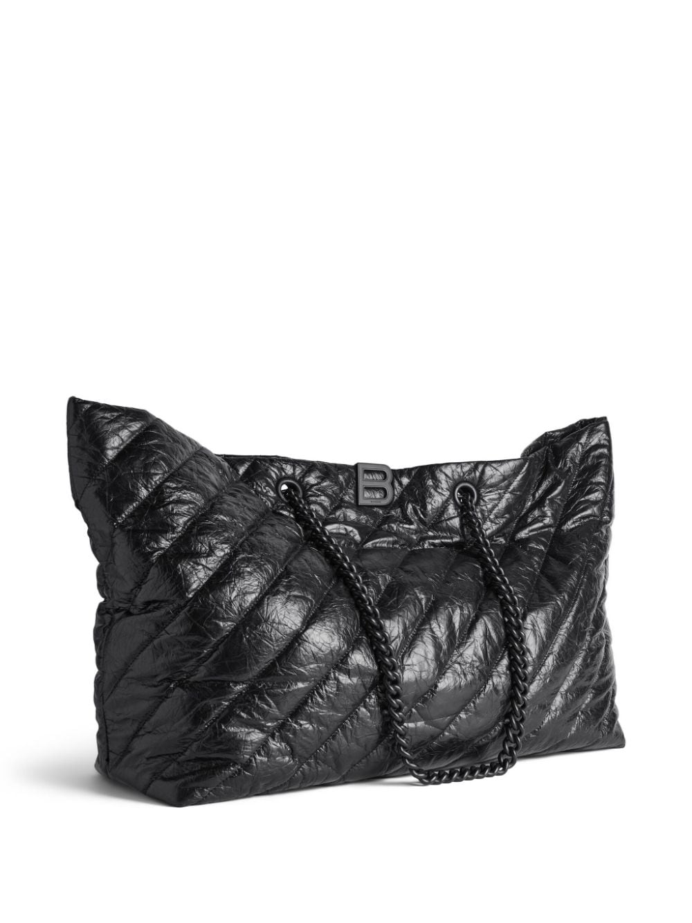 BALENCIAGA Quilted Leather Tote with Metallic Turn-Lock Closure and Chain Handles