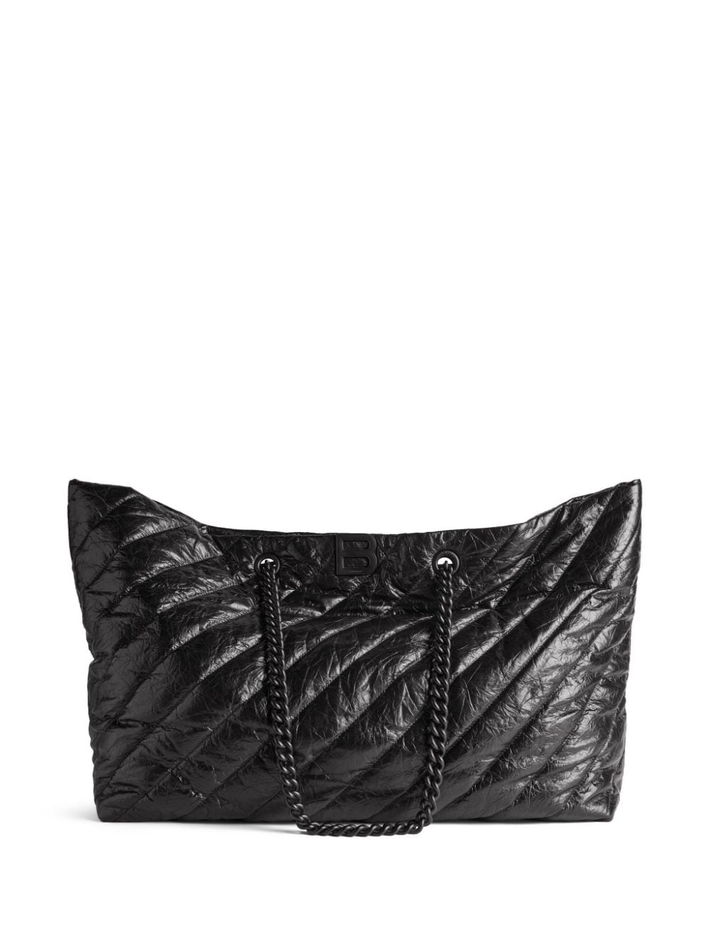 BALENCIAGA Quilted Leather Tote with Metallic Turn-Lock Closure and Chain Handles