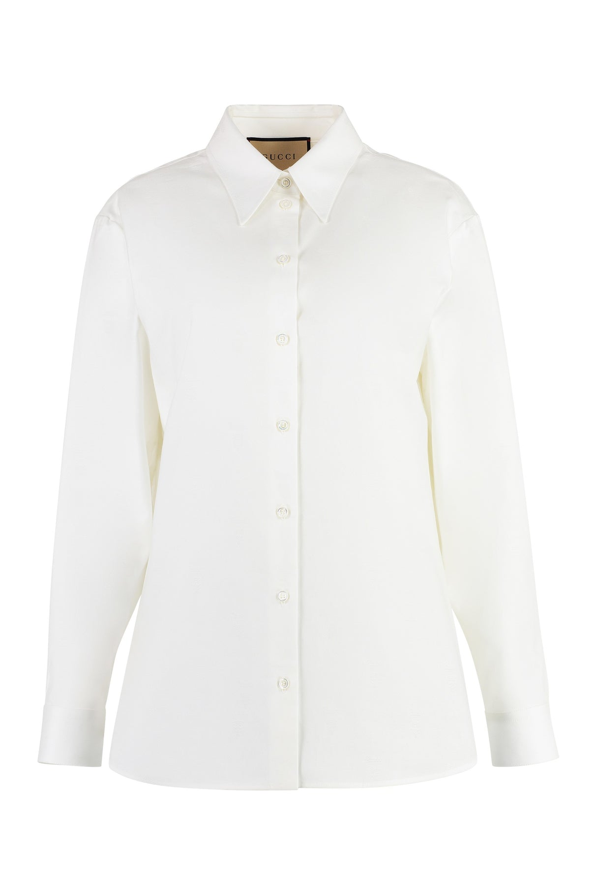 GUCCI White Rounded Hem Cotton Shirt for Women