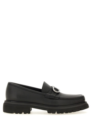 FERRAGAMO Elegant Leather Moccasin with Gancini Hook