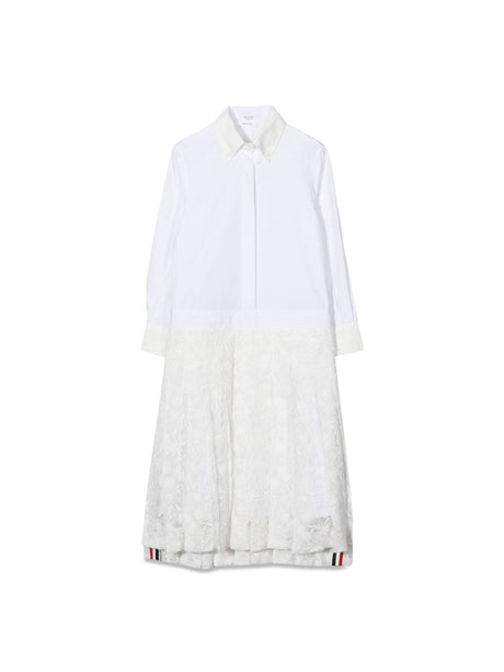 THOM BROWNE Pleated Bottom Shirtdress for Girls