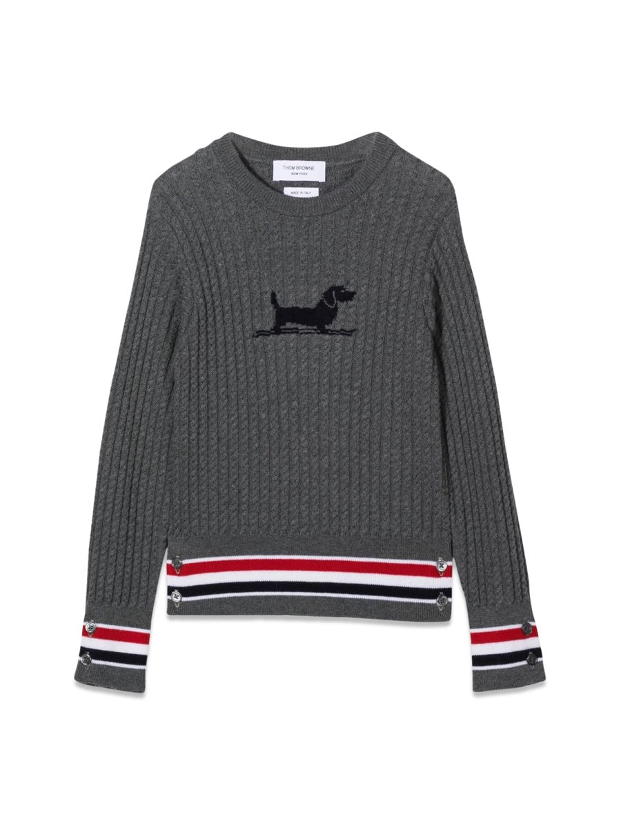 THOM BROWNE Mini Cable Knit Crewneck Pullover