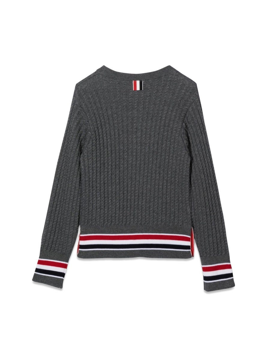 THOM BROWNE Mini Cable Knit Crewneck Pullover