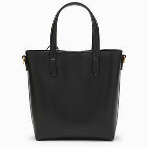 SAINT LAURENT ミニクリーム羊革ショッピングバッグ、カサンドラチャーム付き、ショルダーストラップ、18x17x8cm