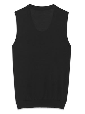 SAINT LAURENT Logo Plaque Knit Vest for Women - SS24 Collection