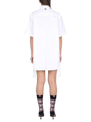 THOM BROWNE Mini Chemiser Dress with Round Collar