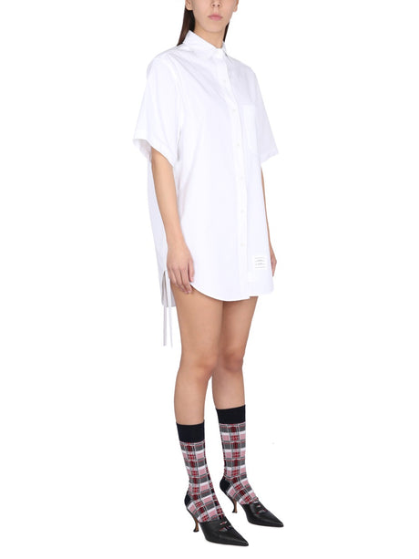 THOM BROWNE Mini Chemiser Dress with Round Collar