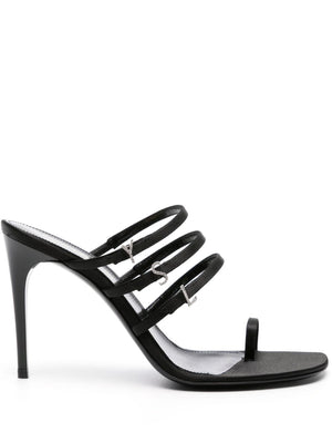 SAINT LAURENT Satin Heel Sandals with Crystal Embellishments - 95MM High Stiletto