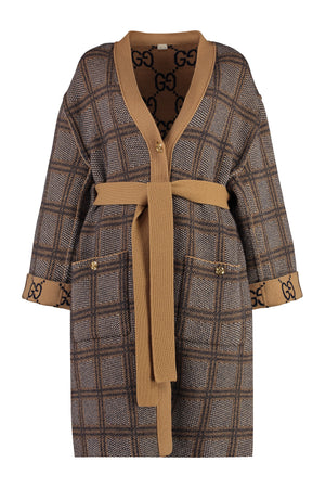 GUCCI Reversible Wool Cardigan with Coordinated Waist Belt