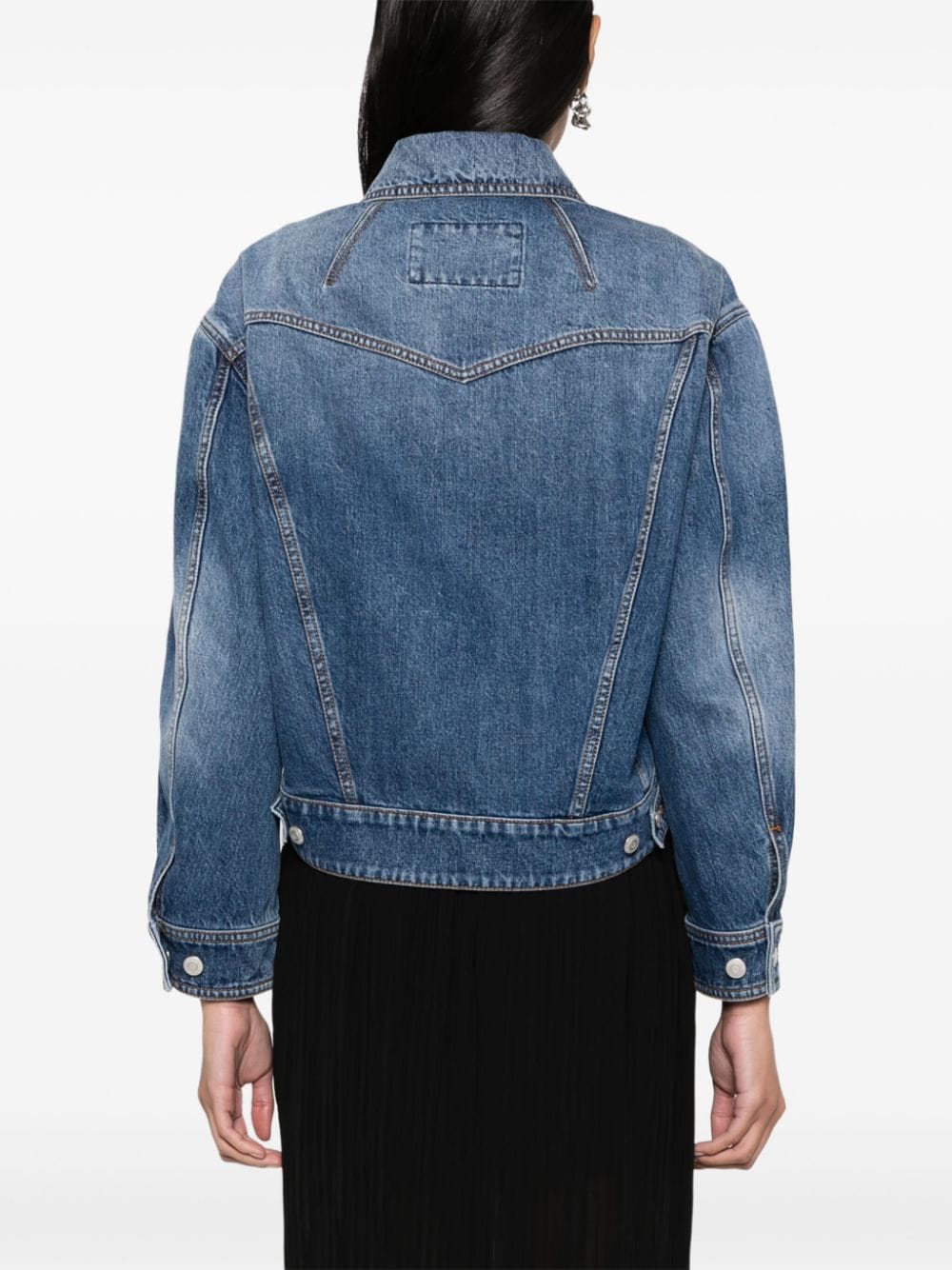 ALEXANDER MCQUEEN Cropped Denim Jacket with Classic Collar