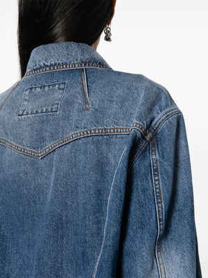 ALEXANDER MCQUEEN Cropped Denim Jacket with Classic Collar