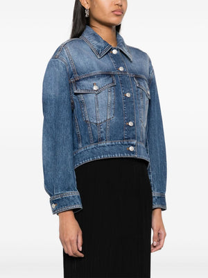 ALEXANDER MCQUEEN Cropped Denim Jacket with Classic Collar