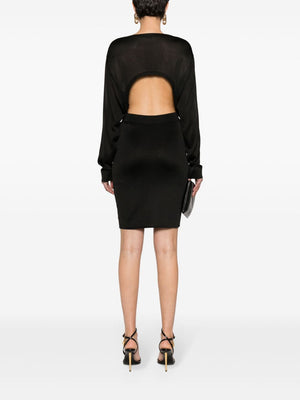 SAINT LAURENT Open-Back Knit Dress with Fitted Waistline