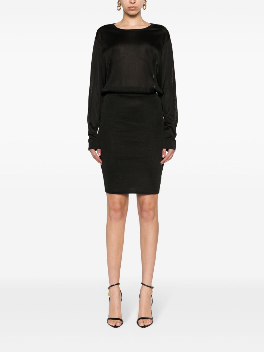 SAINT LAURENT Open-Back Knit Dress with Fitted Waistline