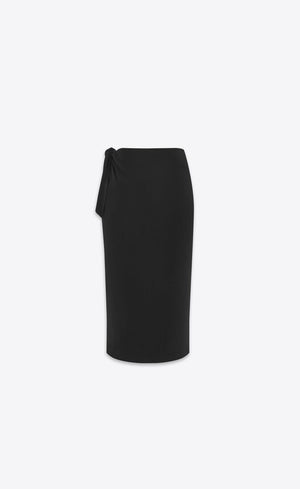 SAINT LAURENT Shiny Mini Wrap Skirt with Belt