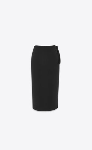 SAINT LAURENT Shiny Mini Wrap Skirt with Belt