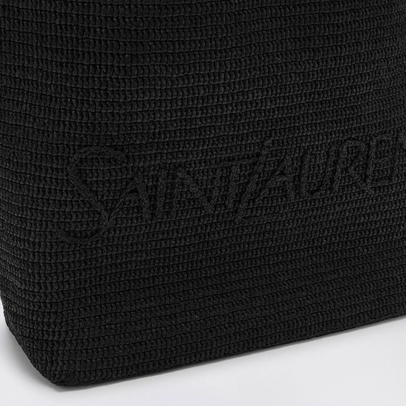 SAINT LAURENT 女性向けシックで実用的な黒いラフィアトートバッグ - SS24コレクション