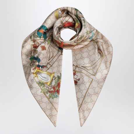 GUCCI Floral Print Silk Scarf