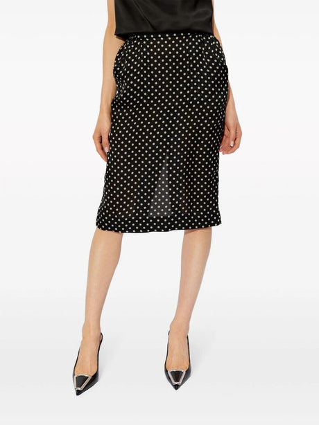 SAINT LAURENT Mini Dotted Silk Charmeuse Pencil Skirt