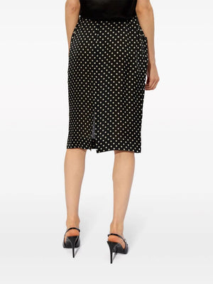 SAINT LAURENT Mini Dotted Silk Charmeuse Pencil Skirt