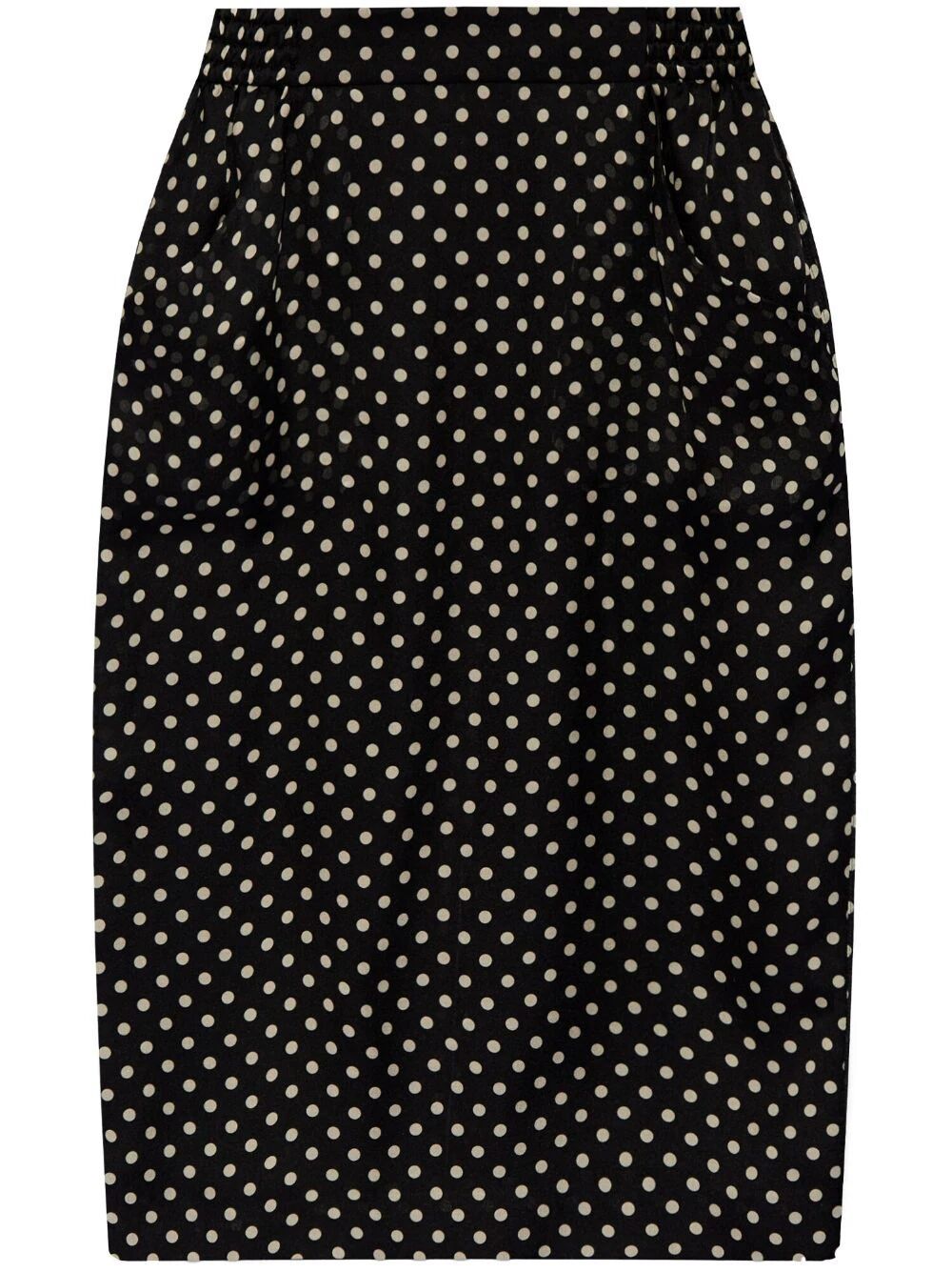 SAINT LAURENT Mini Dotted Silk Charmeuse Pencil Skirt