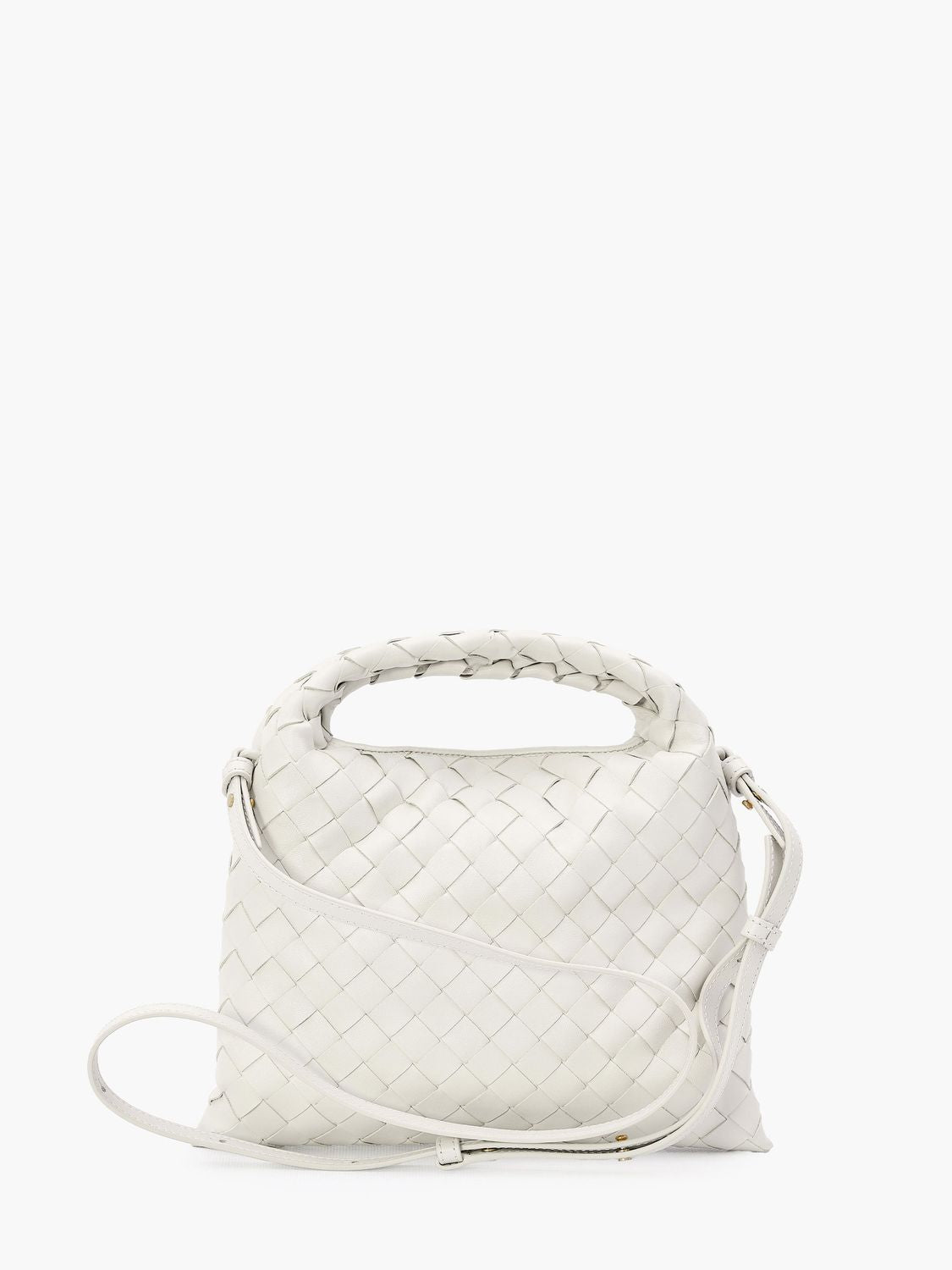 BOTTEGA VENETA ホワイトレザーミニホップハンドバッグ - SS24コレクション