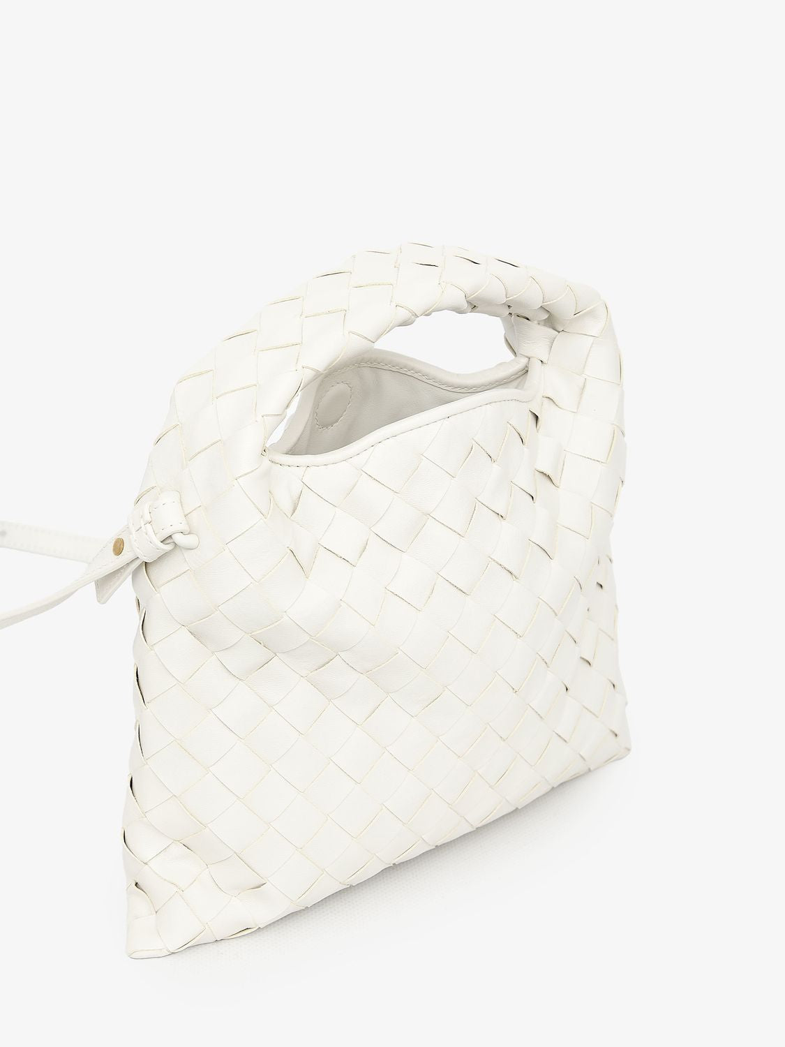 BOTTEGA VENETA ホワイトレザーミニホップハンドバッグ - SS24コレクション