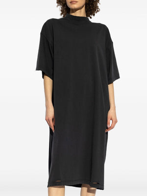 BALENCIAGA Vintage-Inspired T-Shirt Dress with Ribbed Crew Neck