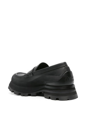 ALEXANDER MCQUEEN Matte Black Leather Slip-Ons for Men