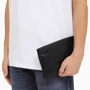 SAINT LAURENT Padded Black Lambskin Clutch Handbag | SS24 Collection